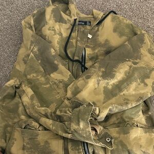 Boohoo Men's Olive and Tan Field Jacket